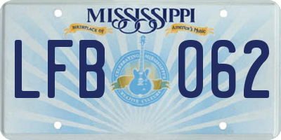 MS license plate LFB062