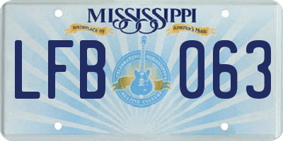 MS license plate LFB063