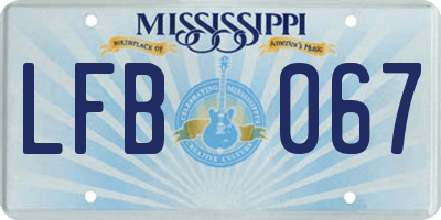 MS license plate LFB067