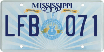 MS license plate LFB071