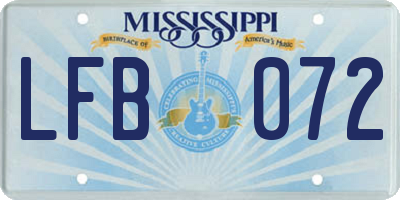 MS license plate LFB072