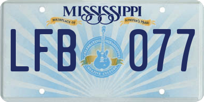 MS license plate LFB077