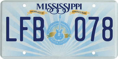 MS license plate LFB078