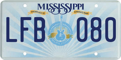 MS license plate LFB080