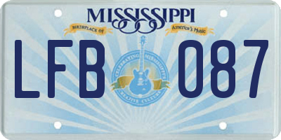 MS license plate LFB087