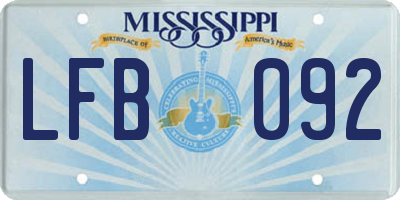 MS license plate LFB092