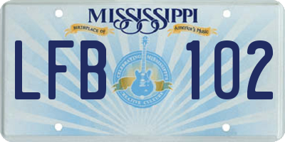 MS license plate LFB102