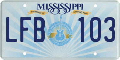 MS license plate LFB103