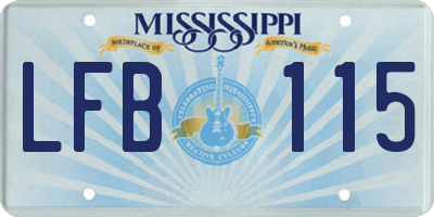 MS license plate LFB115