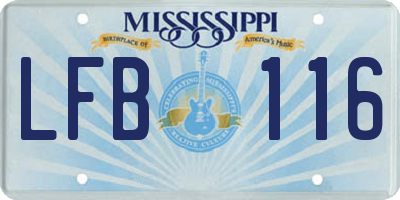 MS license plate LFB116