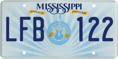 MS license plate LFB122