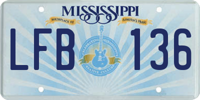 MS license plate LFB136