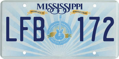 MS license plate LFB172