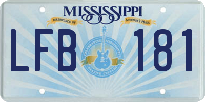 MS license plate LFB181