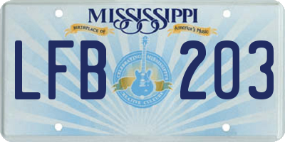 MS license plate LFB203