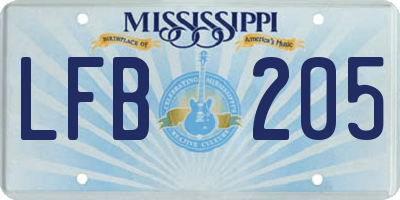 MS license plate LFB205