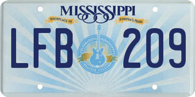 MS license plate LFB209