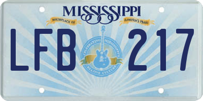MS license plate LFB217