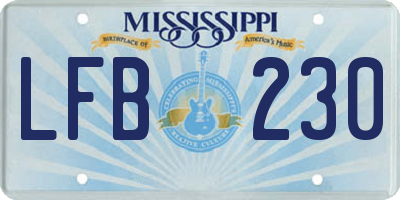 MS license plate LFB230