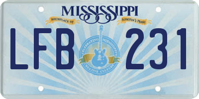 MS license plate LFB231