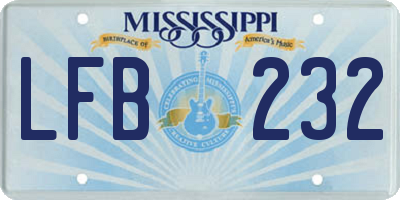 MS license plate LFB232