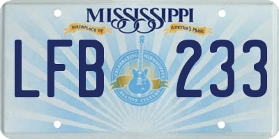 MS license plate LFB233