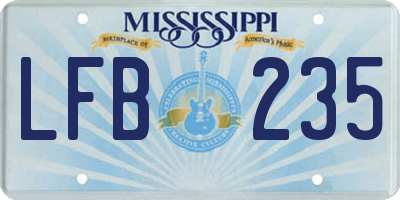 MS license plate LFB235