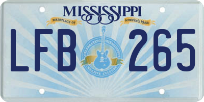 MS license plate LFB265