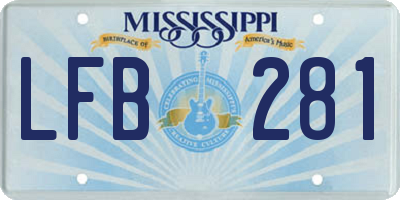 MS license plate LFB281