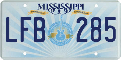 MS license plate LFB285