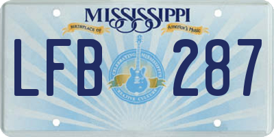 MS license plate LFB287