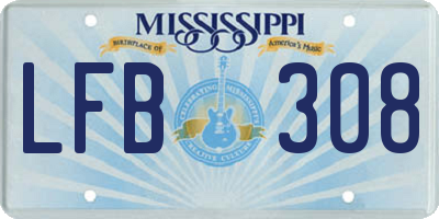 MS license plate LFB308