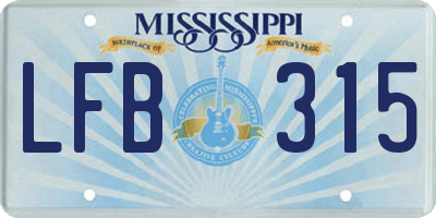 MS license plate LFB315