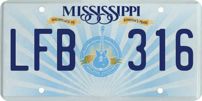 MS license plate LFB316