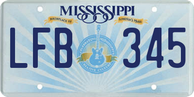 MS license plate LFB345