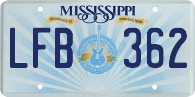MS license plate LFB362