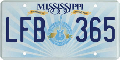 MS license plate LFB365