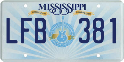 MS license plate LFB381