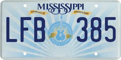 MS license plate LFB385