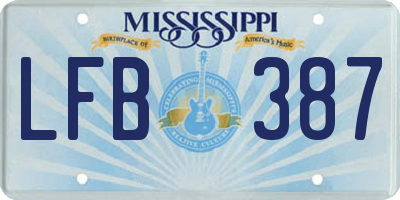 MS license plate LFB387