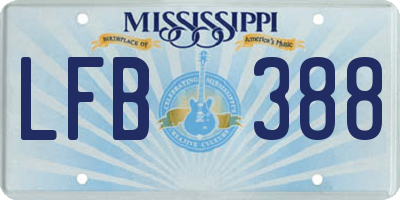 MS license plate LFB388