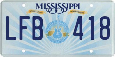 MS license plate LFB418