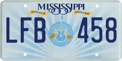 MS license plate LFB458