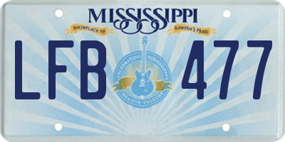 MS license plate LFB477