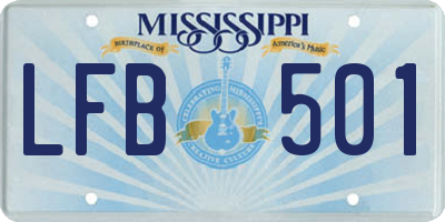 MS license plate LFB501