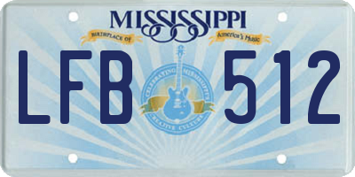 MS license plate LFB512