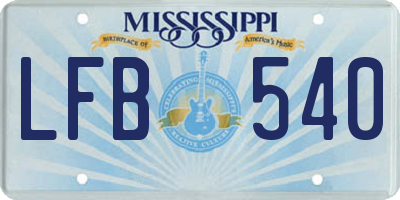 MS license plate LFB540
