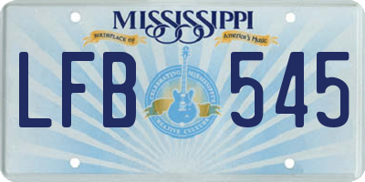 MS license plate LFB545