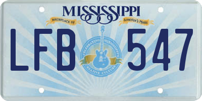 MS license plate LFB547