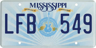 MS license plate LFB549
